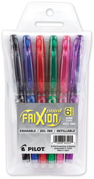 Pilot® FriXion® Erasable Gel Ink Stick Pen Ball Extra-Fine 0.5 mm, Assorted and Barrel Colors, 6/Pack