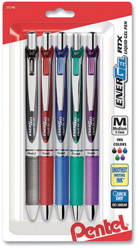 Pentel® EnerGel® RTX Retractable Liquid Gel Pen Medium 0.7 mm, Assorted Ink and Barrel Colors, 5/Pack