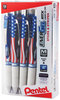 A Picture of product PEN-BL77USAA Pentel® EnerGel® RTX Stars & Stripes Retractable Gel Pen and Medium 0.7 mm, Black Ink, Red/White/Blue Barrel, Dozen