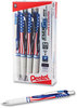 A Picture of product PEN-BL77USAA Pentel® EnerGel® RTX Stars & Stripes Retractable Gel Pen and Medium 0.7 mm, Black Ink, Red/White/Blue Barrel, Dozen