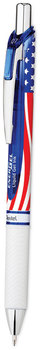 Pentel® EnerGel® RTX Stars & Stripes Retractable Gel Pen and Medium 0.7 mm, Black Ink, Red/White/Blue Barrel, Dozen