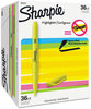 A Picture of product SAN-2003991 Sharpie® Pocket Style Highlighters Highlighter Value Pack, Yellow Ink, Chisel Tip, Barrel, 36/Pack