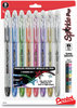 A Picture of product PEN-K91BPS8M Pentel® Sparkle Pop™ Metallic Gel Pen Stick, Bold 1 mm, Assorted Ink Colors, Clear Barrel, 8/Pack