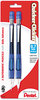 A Picture of product PEN-PD347BP2K6 Pentel® Quicker Clicker™ Mechanical Pencil 0.7 mm, HB (#2), Black Lead, Blue Barrel, 2/Pack