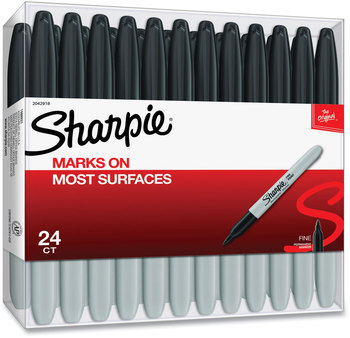 Sharpie® Fine Tip Permanent Marker Bullet Black, 24/Pack