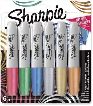 Sharpie® Metallic Chisel Tip Permanent Marker Medium Assorted, 6/Pack