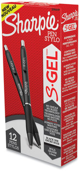 Sharpie® S-Gel™ High-Performance Pen Gel Retractable, Bold 1 mm, Black Ink, Barrel, Dozen
