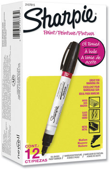 Sharpie® Permanent Paint Marker Medium Bullet Tip, Black, Dozen