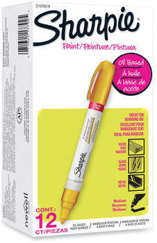 Sharpie® Permanent Paint Marker Medium Bullet Tip, Yellow, Dozen