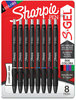 A Picture of product SAN-2126231 Sharpie® S-Gel™ High-Performance Pen Gel Retractable, Medium 0.7 mm, Five Assorted Ink Colors, Black Barrel, 8/Pack