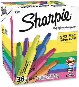 Sharpie® Tank Style Highlighters Assorted Ink Colors, Chisel Tip, Barrel 36/Pack