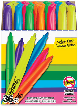 Sharpie® Pocket Style Highlighters Assorted Ink Colors, Chisel Tip, Barrel 36/Pack