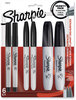 A Picture of product SAN-2135318 Sharpie® Mixed Point Size Permanent Markers Assorted Tip Sizes/Types, Black, 6/Pack