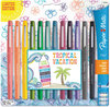 A Picture of product PAP-1928605 Paper Mate® Point Guard® Flair® Felt Tip Pen Porous Stick, Medium 0.7 mm, Assorted Tropical Vacation Ink and Barrel Colors, Dozen