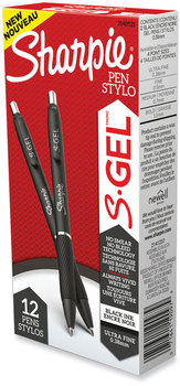 Sharpie® S-Gel™ High-Performance Pen Gel Retractable, Extra-Fine 0.38 mm, Black Ink, Barrel, Dozen