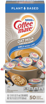 Coffee mate® Plant-Based Oat Milk Liquid Creamers Natural Vanilla, 0.38 oz Mini Cups, 50/Box