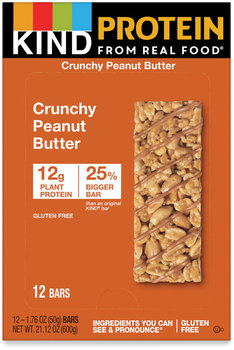 KIND Protein Bars Crunchy Peanut Butter, 1.76 oz, 12/Pack