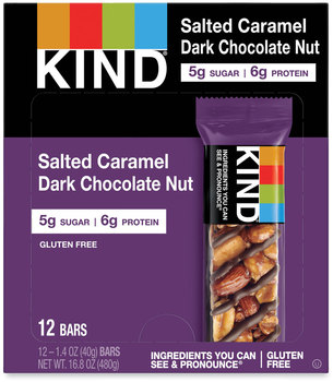 KIND Nuts and Spices Bar Salted Caramel Dark Chocolate Nut, 1.4 oz, 12/Pack