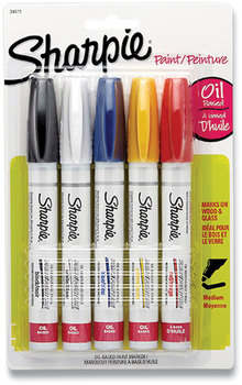 Sharpie® Permanent Paint Marker Medium Bullet Tip, Assorted Colors, 5/Pack