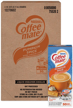 Coffee mate® Liquid Creamer Pumpkin Spice, 0.38 oz Mini Cups, 50/Box, 4 Boxes/Carton, 200 Total/Carton