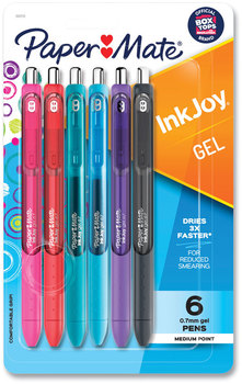 Paper Mate® InkJoy™ Gel Retractable Pen Medium 0.7 mm, Assorted Ink and Barrel Colors, 6/Pack