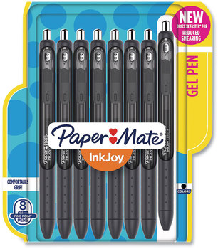 Paper Mate® InkJoy™ Gel Retractable Pen Fine 0.5 mm, Black Ink, Black/Smoke Barrel, 8/Pack