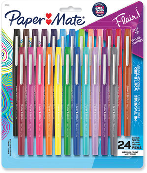 Paper Mate® Point Guard® Flair® Felt Tip Pen Porous Stick, Medium 0.7 mm, Assorted Tropical Vacation Ink and Barrel Colors, 24/Pack