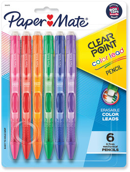 Paper Mate® Clearpoint Color Mechanical Pencils 0.7 mm, Assorted Lead and Barrel Colors, 6/Pack