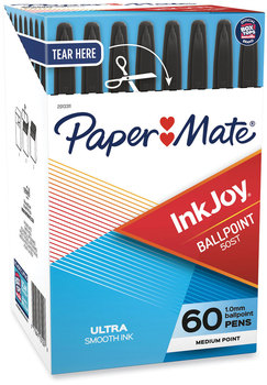 Paper Mate® InkJoy™ 50ST Ballpoint Pens Pen, Stick, Medium 1 mm, Black Ink, Clear Barrel, 60/Pack