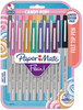 A Picture of product PAP-2027233 Paper Mate® Flair Felt Tip Marker Pen Porous Point Stick, Extra-Fine 0.4 mm, Assorted Ink Colors, Gray Barrel, 16/Pack