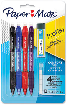Paper Mate® Profile Mechanical Pencils 0.7 mm, HB (#2), Black Lead, Assorted Barrel Colors, 4/Pack