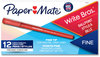 A Picture of product PAP-2124517 Paper Mate® Write Bros.® Ballpoint Pen Stick, Fine 0.8 mm, Red Ink, Barrel, Dozen