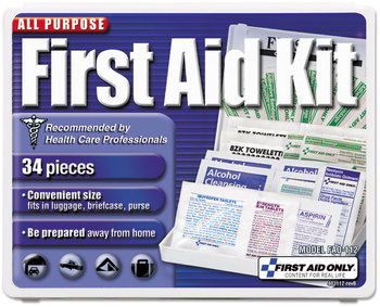 First Aid Only™ All-Purpose Kit 34 Pieces, 3.74 x 4.75, Plastic Case