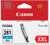 A Picture of product CNM-1980C001 Canon® CLI-281 XXL Ink 1980C001 (CLI-281XXL) ChromaLife100 Cyan