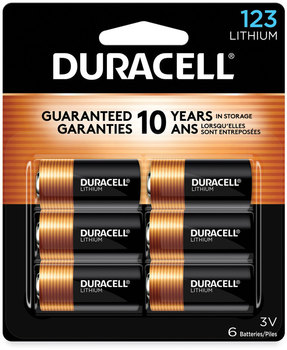 Duracell® Specialty High-Power Lithium Batteries 123, 3 V, 6/Pack