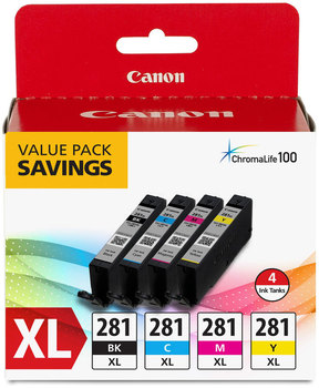 Canon® CLI-281 XL Ink 2037C005 (CLI-281XL) Black/Cyan/Magenta/Yellow