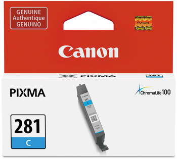 Canon® CLI-281 Ink 2088C001 (CLI-281) ChromaLife100+ 259 Page-Yield, Cyan