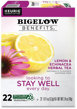 Bigelow® Benefits Lemon & Echinacea Herbal K-Cup® and 0.11 oz, 22/Box
