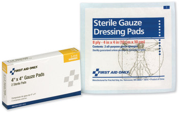 First Aid Only™ Gauze Pads Sterile, 4 x 2/Box