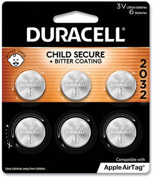 Duracell® Lithium Coin Batteries With Bitterant 2032, 6/Pack