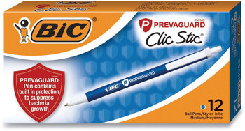 BIC® PrevaGuard™ Retractable Ballpoint Pen Medium 1 mm, Blue Ink, Barrel