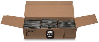 BIC® Round Stic™ Xtra Precision & Life Ballpoint Pens Pen, Stick, Medium 1 mm, Black Ink, Translucent Barrel, 500/Pack