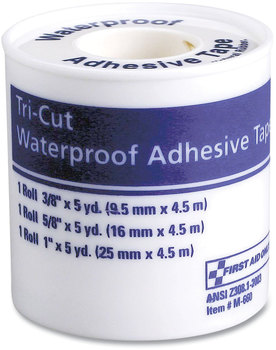 First Aid Only™ Tri-Cut Waterproof-Adhesive Medical Tape with Dispenser, Width (0.38", 0.63", 1"), 5 yds Long