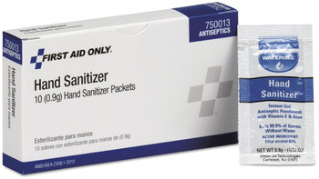First Aid Only™ Hand Sanitizer Packets Gel for Unitized and Stations, 0.9 g, Clean Scent, 10/Box