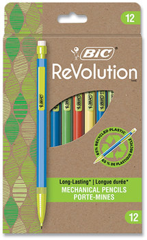 BIC® ReVolution Mechanical Pencil 0.7 mm, HB (#2), Black Lead, Assorted Barrel Colors, 12/Pack