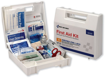 First Aid Only™ Bulk ANSI 2015 Compliant Kit Class A Type I and II for 25 People, 89 Pieces, Plastic Case