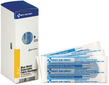 First Aid Only™ Refill for SmartCompliance™ General Business Cabinet Blue Metal Detectable Bandages, 1 x 3, 40/Box