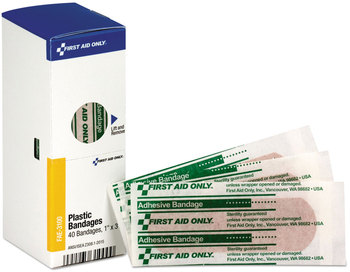 First Aid Only™ Refill for SmartCompliance™ General Business Cabinet Plastic Bandages, 1 x 3, 40/Box