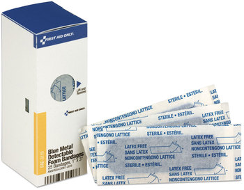 First Aid Only™ Metal Detectable Foam Adhesive Bandages Blue, 1 x 3, 25/Box