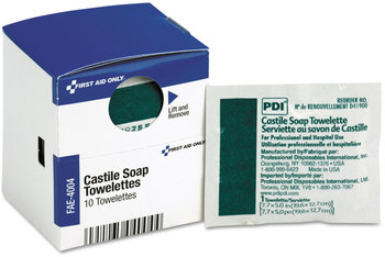 First Aid Only™ Castile Soap Towelettes SmartCompliance 10/Box
